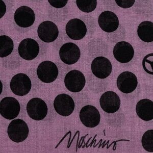 MOSCHINO Logo Polka Dot Scarf Purple Wool & Silk Blend Fringed Wrap NWT